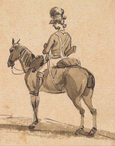 Leichter Dragoner, nach links gewandt von Paul Sandby